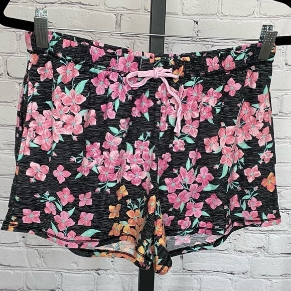 Floral Printed Pajama Lounge Pull On Shorts With Drawstring Waistband Size Med - Picture 1 of 3